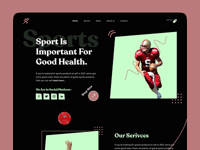 Sports Website - Hero Header ( Dark Mode ) ecommerce fitness football game health home page landing page nba play rugby sakib sport sports sports kit sports website sportswear ui web website website design