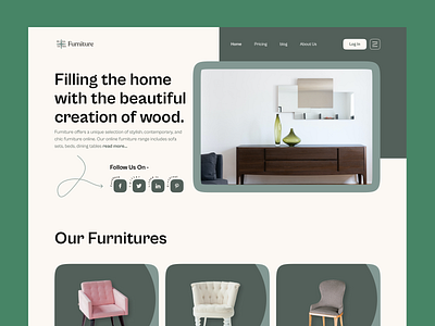 Furniture Website - Hero Header business buy chair clean company website ecommerce furniture furniture store home page landing page market place minimal modern product shop sakib shop store table web website