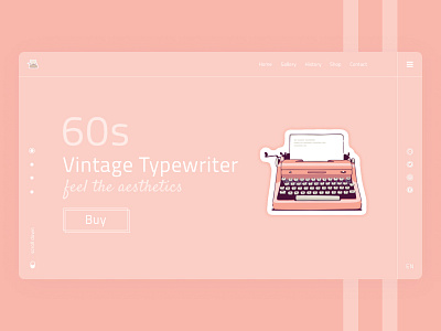Vintage Typewriter asthetic design minimalism pink typewriter typogaphy ui ux vintage website