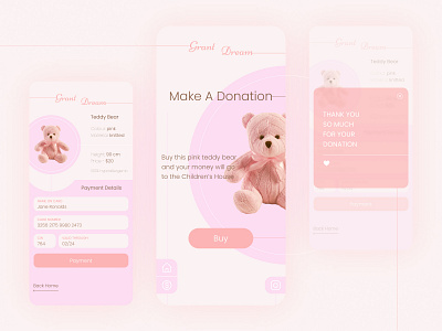 Donation App appdesign application charity children clean donation minimalism mobile pink uiux