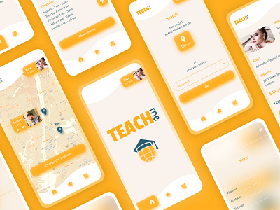 TeachMe App app clean colors education english gps illustration language minimalism mobile orange teach ui ux webdesign