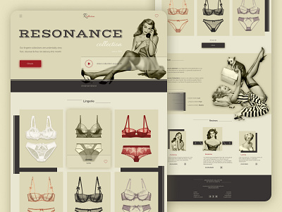 Lingerie - E-commerce beige clean ecommerce landingpage lingerie minimalism pinup retro store uiux vintage web design