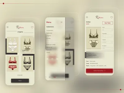 Lingerie - Mob application beige clean ecommerce lingerie minimalism mobile pinup raleway retro store app ui ux vintage