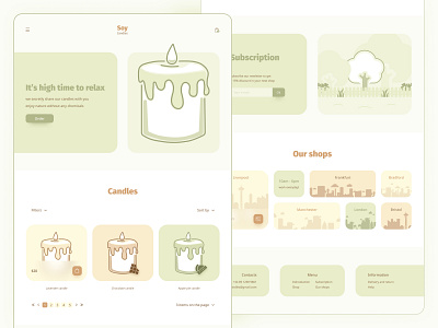 Landing Page - SoyCandles candle clean design green illustration landing minimalism pastel retro soy ui ux