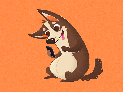 Happy doggo with mobile 🐶 branding design dog dogillustration drawing illustration online store