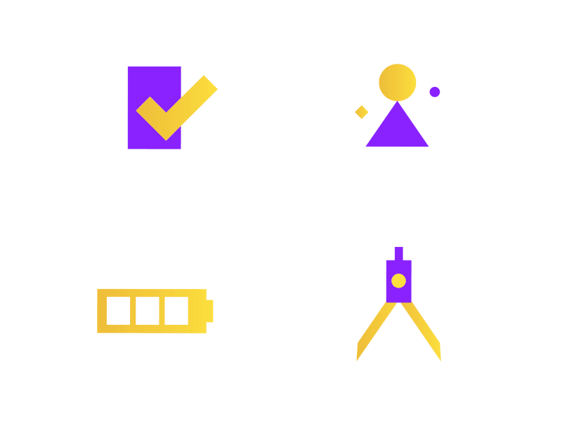All the icons for Filip's identity brand design brand identity branding icon icon design icon set iconography icons identity personal branding purple visual identity yellow