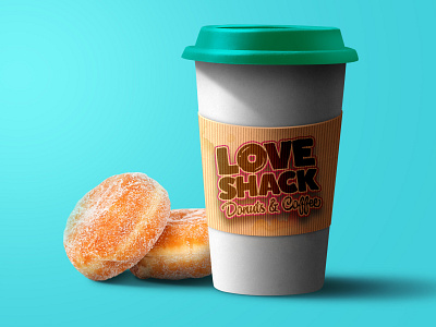 love shack coffee cup branding coffee cup coffeeshop donut funny new wave packaging design restaurant