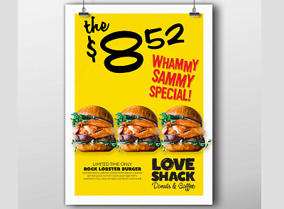 Whammy Sammy Poster final branding burger coffee coffee shop donuts funny lobster new wave packaging design poster
