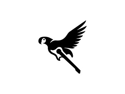 Parrot amazon bird clever combination mark creative design instrument logo love macaw music negative space parrot quitar rock simple unused