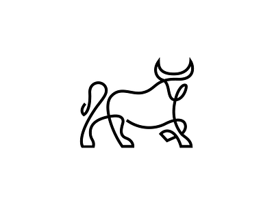 Bull abstract animal art bull cattle charging elegant flat icon illustration line logo mark minimal monoline simple taurus torro vector wall street