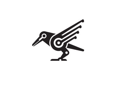 Crow animal bird crow factory logo logos mark micro robot shalamanov tech unused