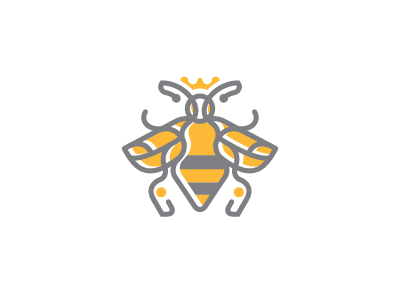 Bee bee crown hexagon insect line logo logos mark queen shalamanov unused wax