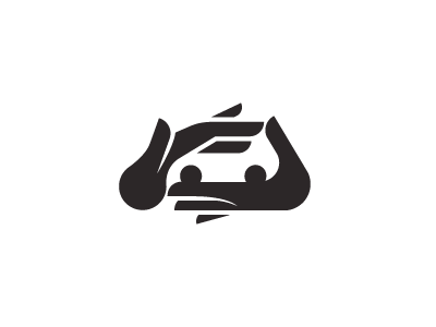 Hands Sharing Car Negative Space Logo
