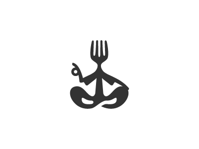 Feed Shine simple clean icon logo mark art design illustration negative space logo healthy life feed body mind soul yoga health fork food