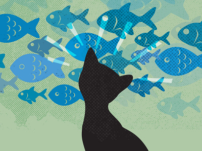 Cat Decision cat fish illustration
