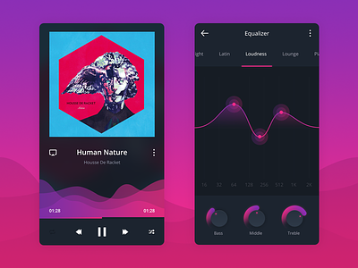 Social Music App album app cover equalizer ios mobile music social ui ux violet