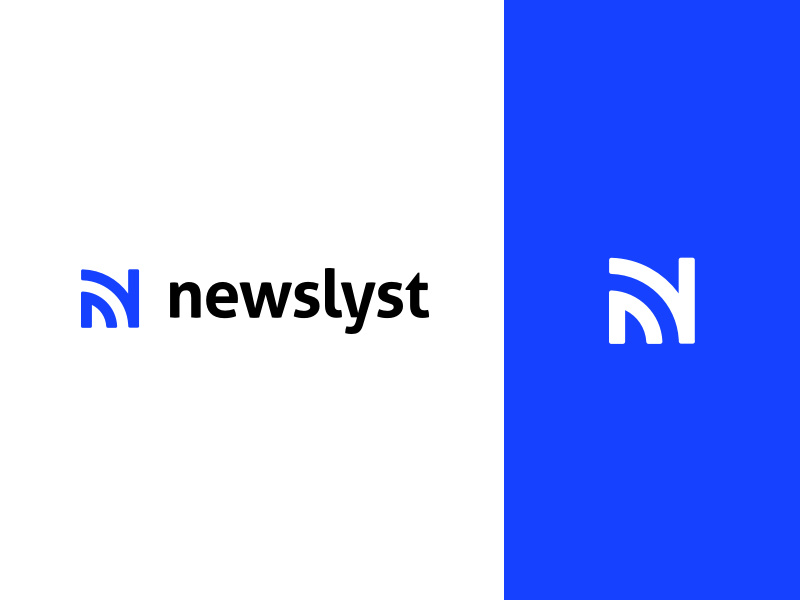 Newslyst Logo minimal blue flat news identity branding logotype logo newslyst