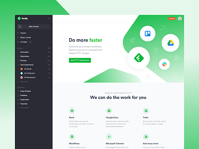 Feedly integrations landing page