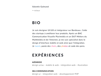 [WIP] Personal Portfolio minimalist page personal portfolio ui ux valentin galmand
