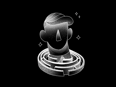 ⁉️Illustration design dot illustration man maze portrait procreate vector