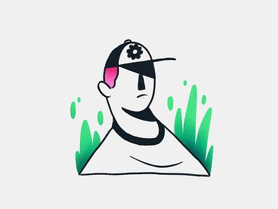 👒 Illustration design flower gradient hat illustration man minimalist plants procreate simple