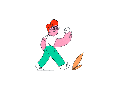📱Illustration abtract design flash illustration man phone procreate social walking