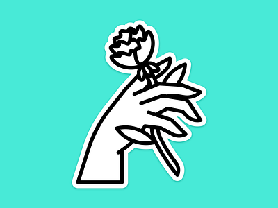 🤙Sticker design flower hand illustration nature outline