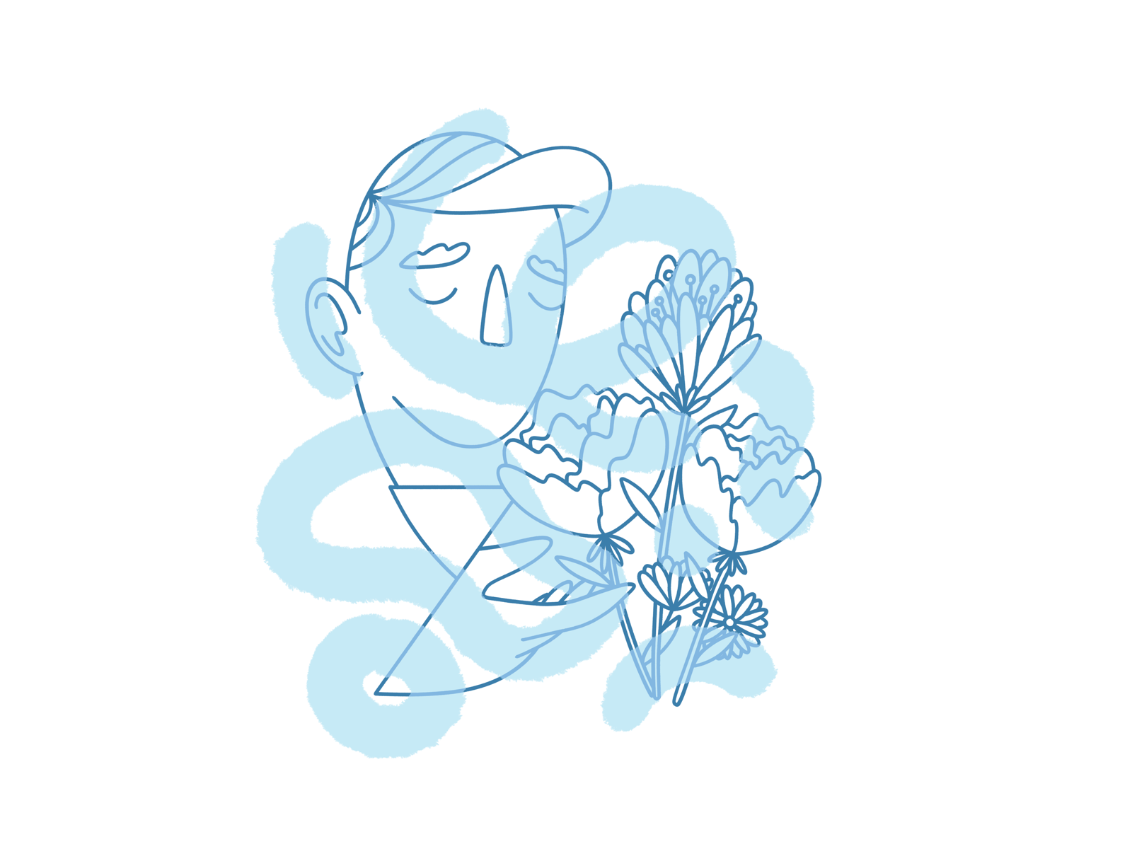 🖼 Exhibition #6 blue clean poetic hand flower abstract man minimalist procreate design illustration