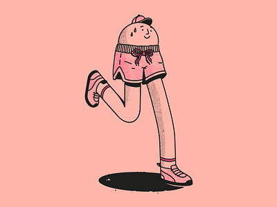 Summer body here I come. Just kidding... character cute dots editorial illustration illustration legs pattern procreate run streetwear texture weird