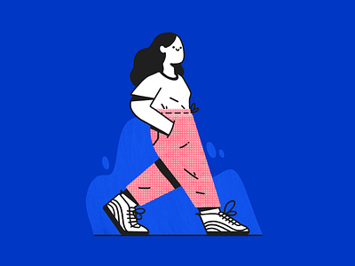 Peaceful walk character dots editorial illustration illustration pattern peace procreate streetwear texture walking woman