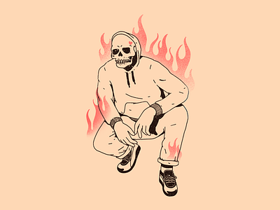 Vladimir Cauchemar abstract character dots editorial illustration fire illustration outline pattern procreate skull streetwear texture