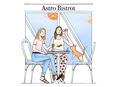 Astro Bistrot astrology character dots editorial illustration illustration outline pattern podcast procreate streetwear texture