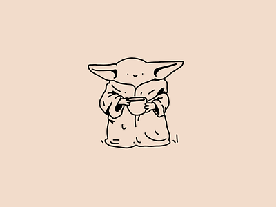 Baby Yoda cute af baby yoda character cute dots editorial illustration illustration mandalorian outline pattern procreate simple smile streetwear texture the child