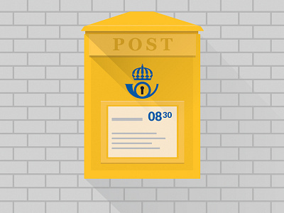 Old swedish mailbox box flat icon mail office post swedish yellow