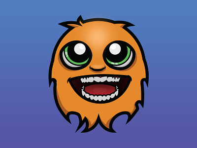 Furball big cartoon cute eyes flat game green happy orange smile teeth toon