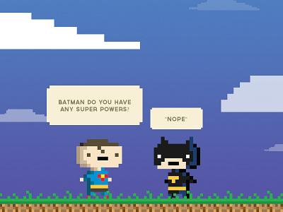 Superman vs. Batman batman fez flat game graphics pixel simpel style superman