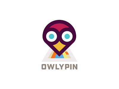 Owlypin app flat icon iphone logo map minimal owl