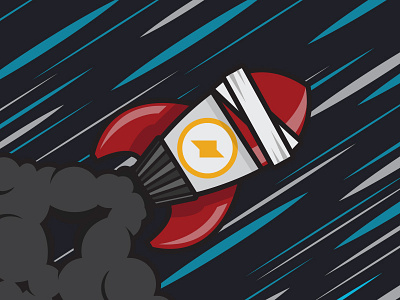 Rocket Fun! cartoon flat fun icon logo missile rocket sticker toon