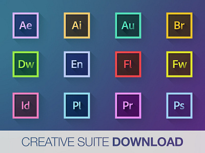Creative Suite long shadow icons adobe dock download flat gradient icons long png psd shadow