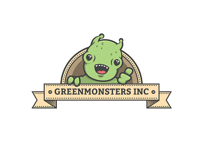 Green monsters inc alien banner green inc like logo monster thumb toon vector zattberg