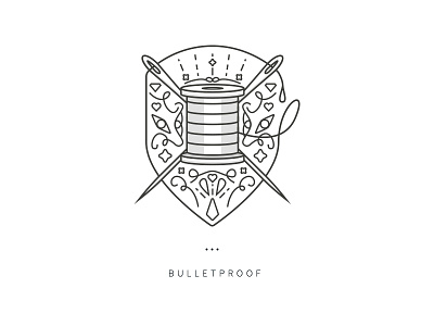 Bulletproof black flat icon line logo minimal needle ornament spool white zattberg
