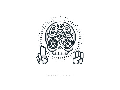 Crystal Skull black circle crystal flat icon illustration line logo skull sugar white zattberg