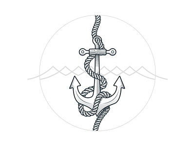 Anchor anchor black dock flat icon illustration line logo rope water white zattberg
