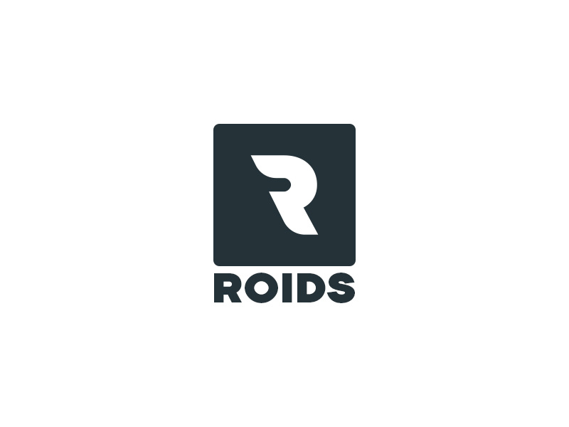 Roids logo zattberg minimal type typography black client brand white flat logo r