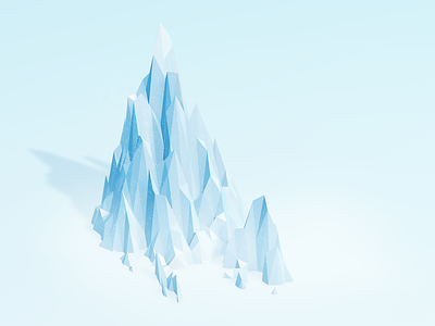 Ice mountain 3d blue clean gradient ice illustration low mountain poly snow