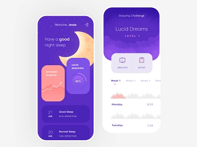 Sleeping Assistant Mobile App app clean design flat illustration mobile ui ux