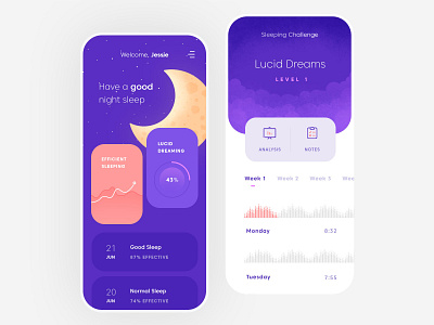 Sleeping Assistant Mobile App app clean design flat illustration mobile ui ux