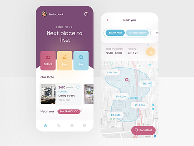 Real Estate Mobile App app clean design flat mobile ui ux