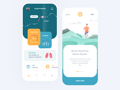 Lungs Health Mobile App app clean design flat illustration ios mobile ui ux