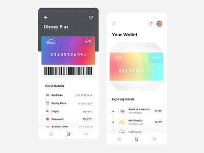 Wallet Mobile App app cards clean design ui ux wallet